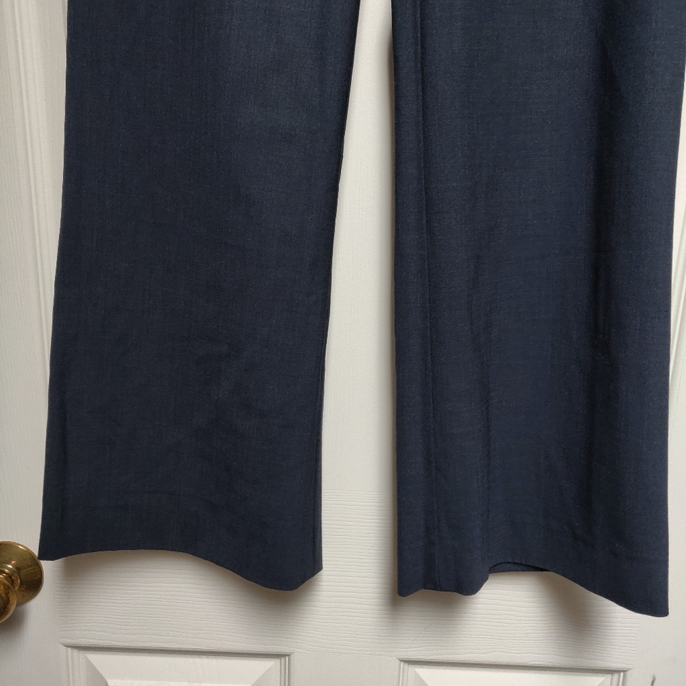 Theory Emery Tailored Flare Leg Wool Blend Dress Pants Navy Blue Size 0 - Picture 4 of 9